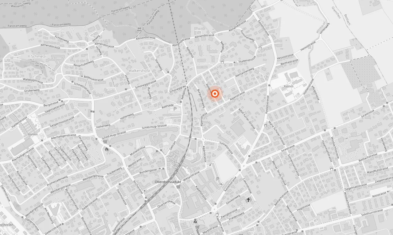 Carte de Granges avec l'emplacement du Keltenweg 4